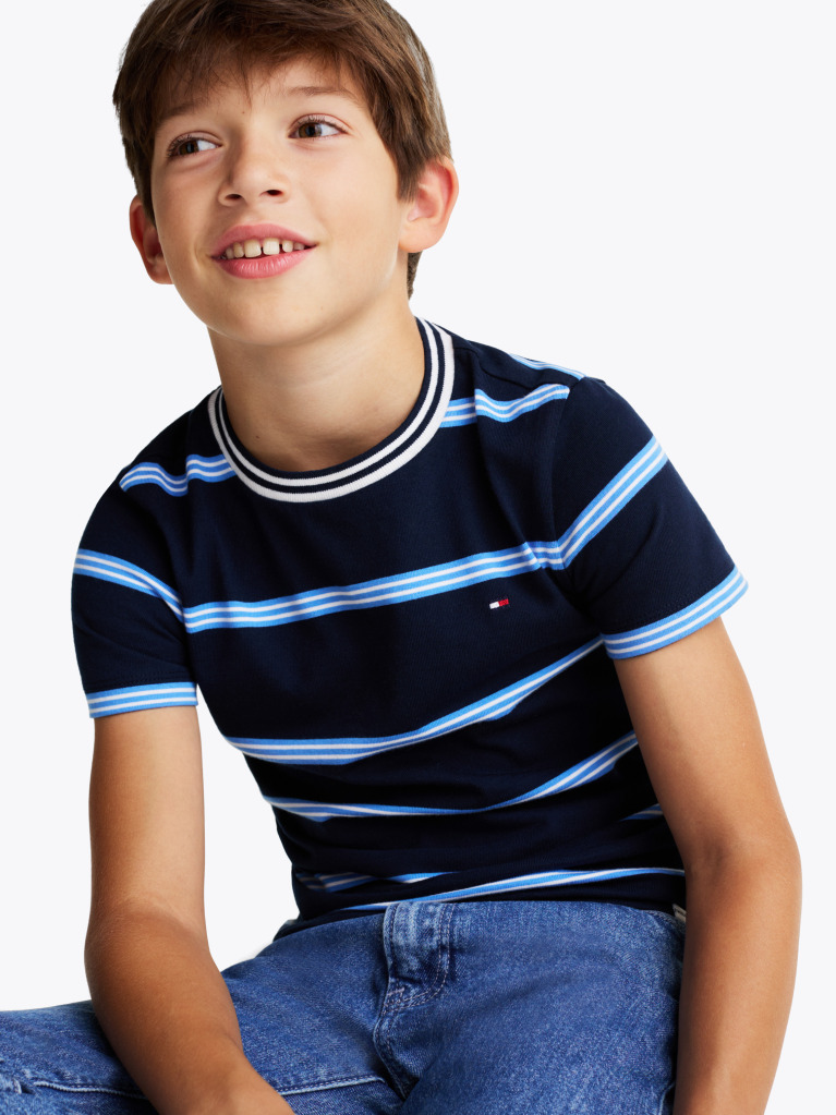 Multi Tricou Cu Guler Rotund Si Dungi  Baieti