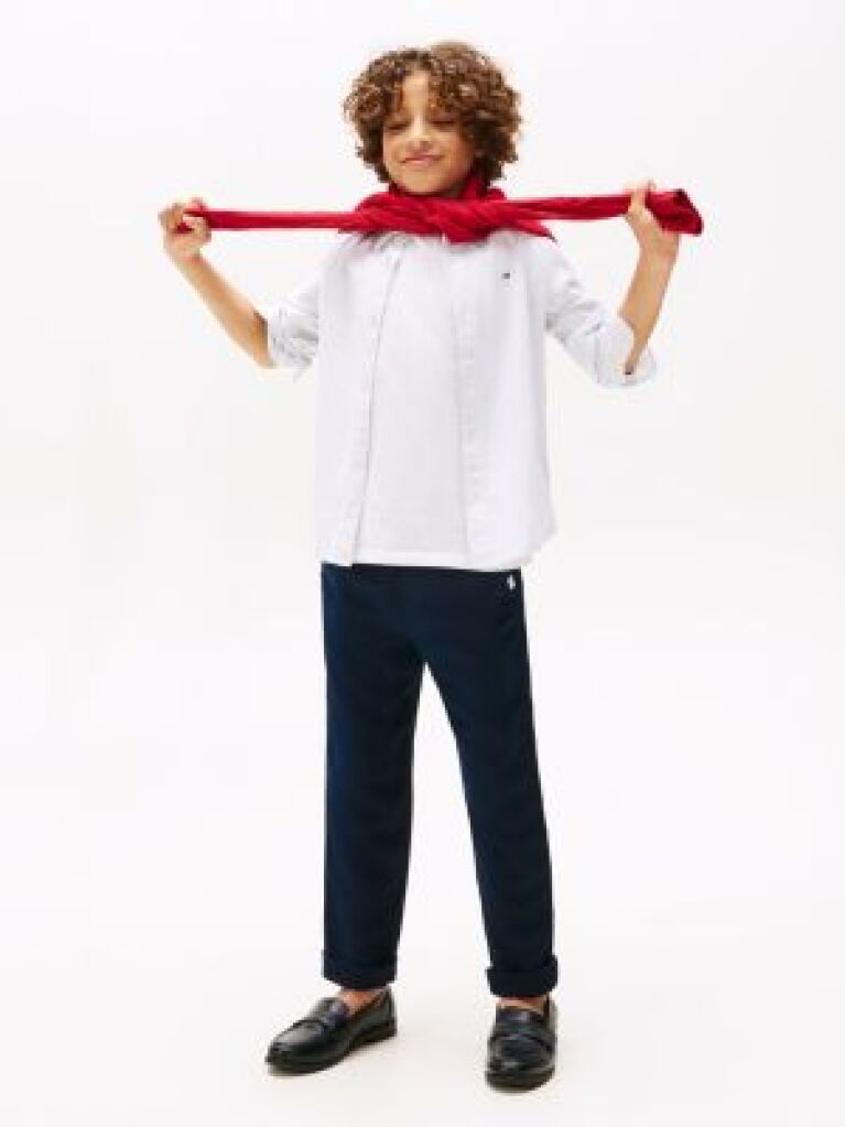 Blue Linen Blend Drawstring Trousers  Boys
