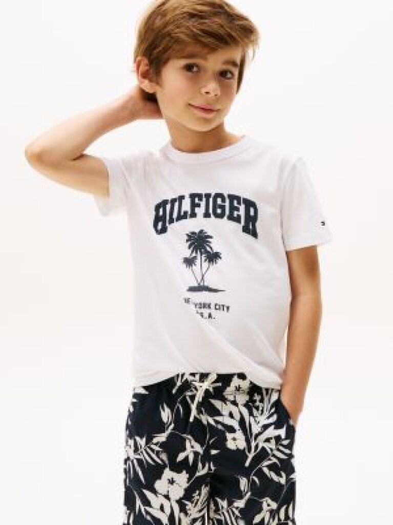 Alb Tricou Cu Logo Palmier  Baieti