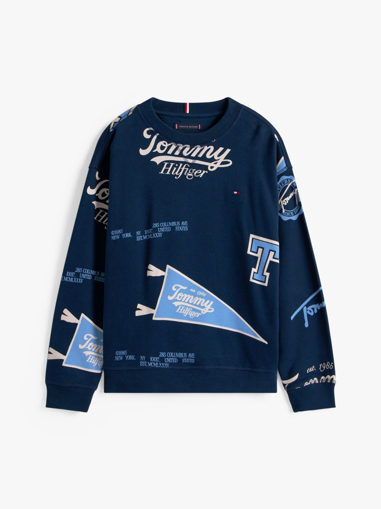 Blue Tricou Sweatshirt Cu Imprimare Logo Pe Toata Suprafata  Baieti