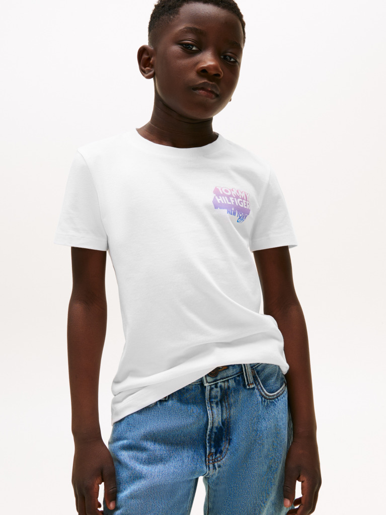 White Graffiti Logo Print T-Shirt  Boys