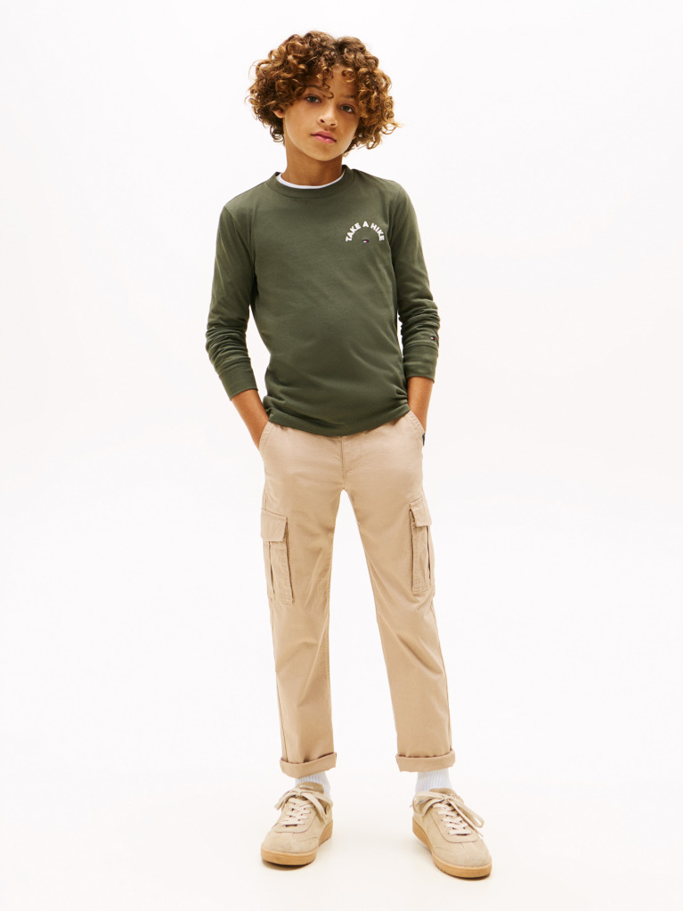 Verde Take A Hike Print Tricou Cu Maneca Lunga  Baieti