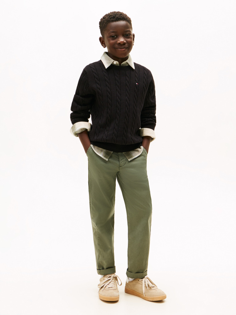 Verde Pantaloni Cargo Essential Herringbone  Baieti