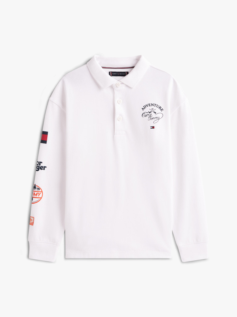 Alb Camp Tommy Multi Print Polo Cu Maneca Lunga  Baieti
