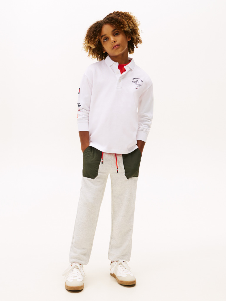 Alb Camp Tommy Multi Print Polo Cu Maneca Lunga  Baieti
