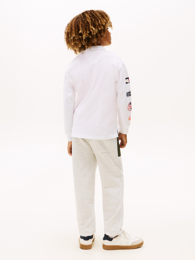 Alb Camp Tommy Multi Print Polo Cu Maneca Lunga  Baieti