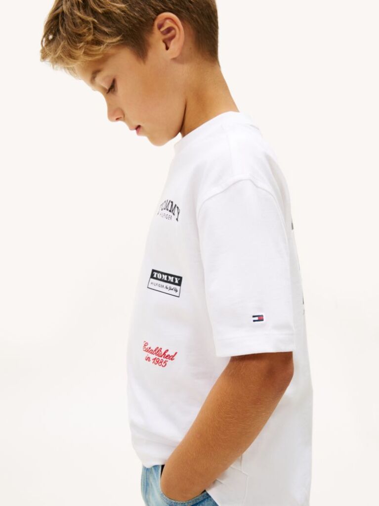 Alb Tricou Din Jersey Cu Imprimeu Multi Logo Pe Spate  Baieti
