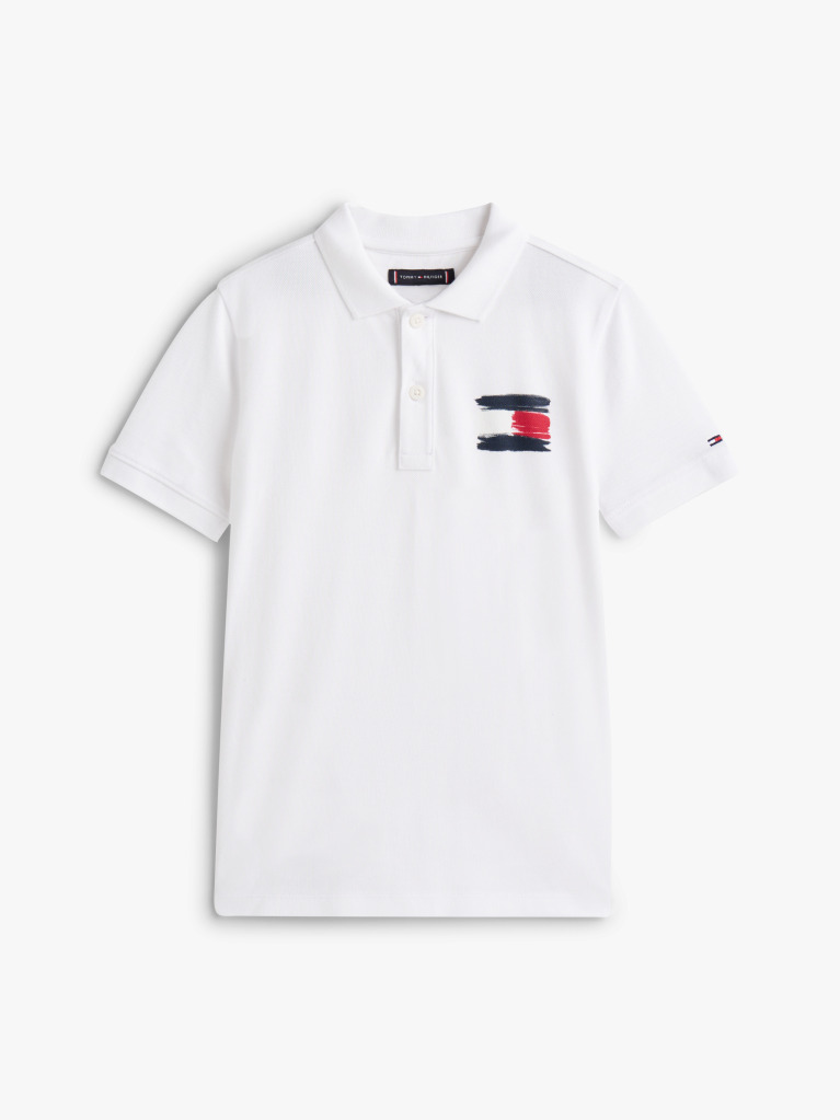 Alb Tommy Flag Polo Cu Maneca Scurta  Baieti