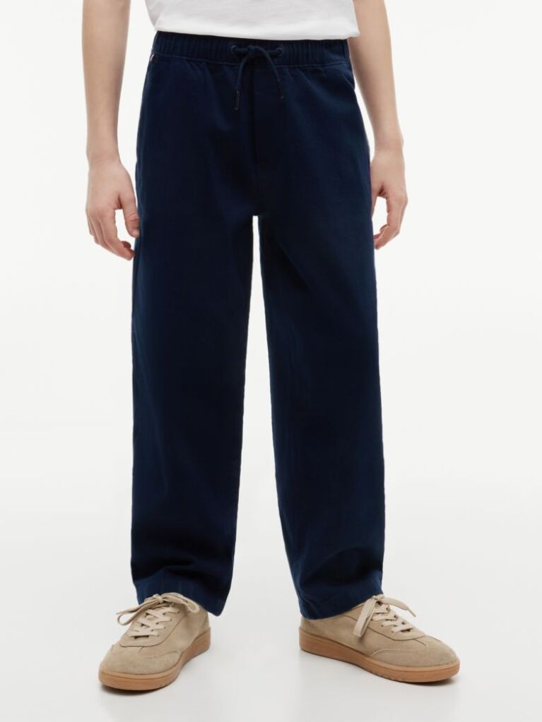 Blue Pantaloni Esentiali Din Tesatura Twill  Baieti