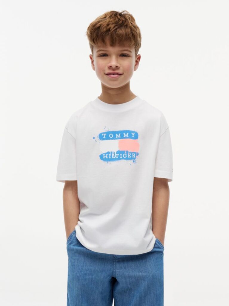 Alb T-Shirt Cu Steag  Baieti