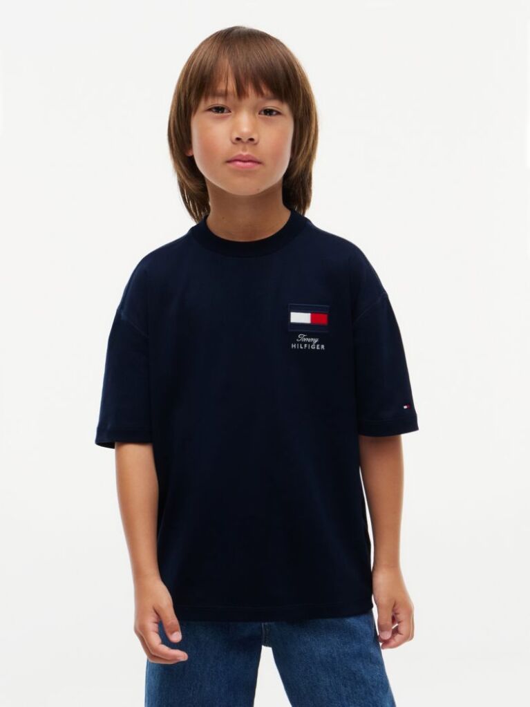 Blue T-Shirt Cu Guler Rotund Si Logo  Baieti