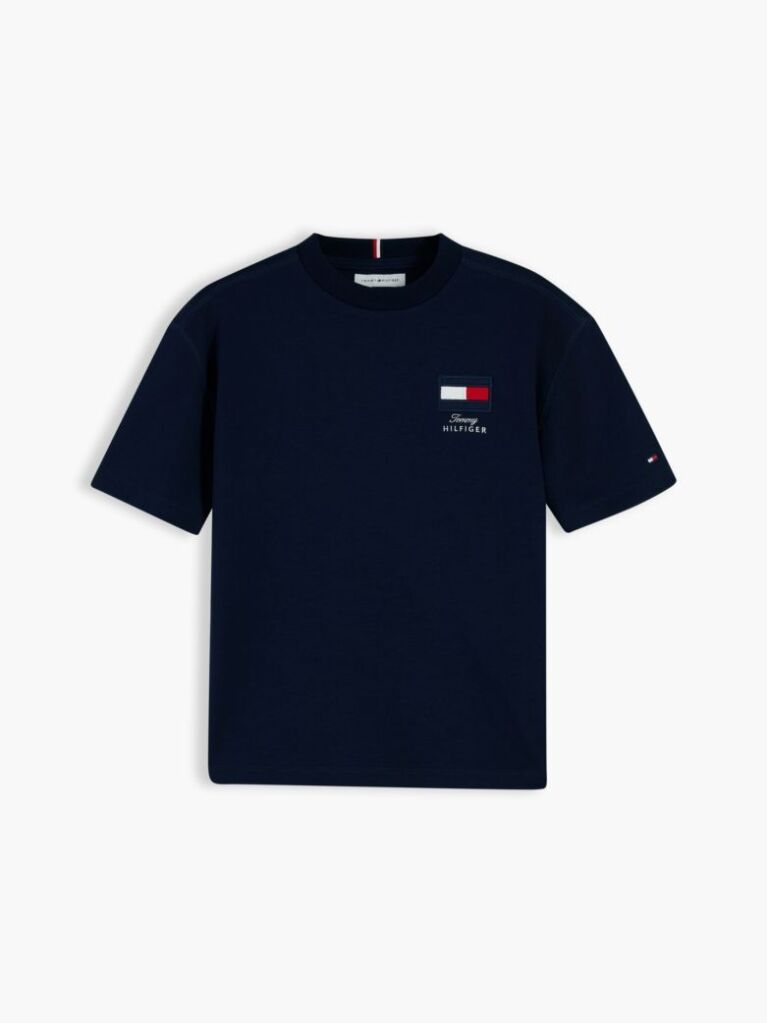 Blue T-Shirt Cu Guler Rotund Si Logo  Baieti