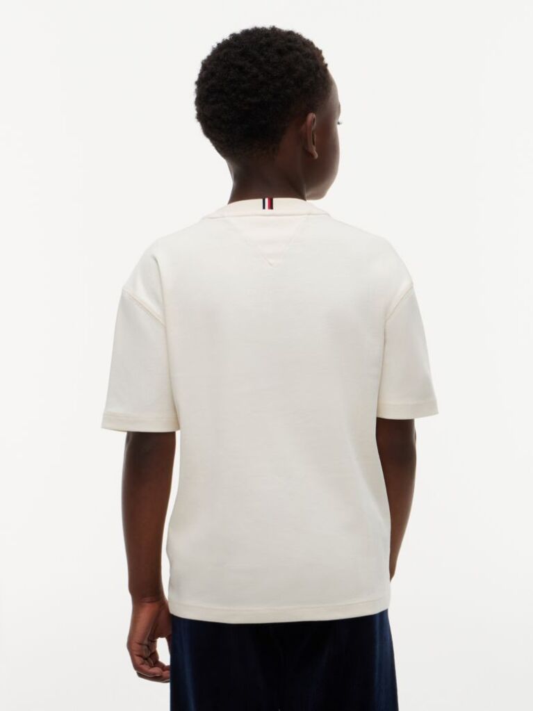 Bej T-Shirt Cu Guler Rotund Si Logo  Baieti