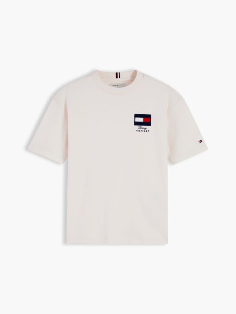 Bej T-Shirt Cu Guler Rotund Si Logo  Baieti