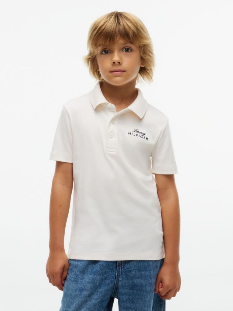 White Regular Fit Logo Polo Shirt  Boys