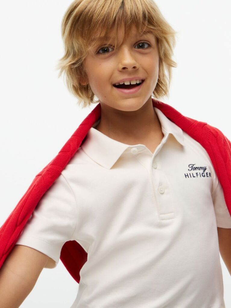 White Regular Fit Logo Polo Shirt  Boys