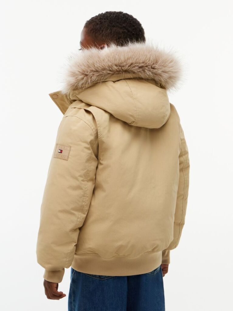 Brown Faux Fur Hood Padded Relaxed Parka  Boys