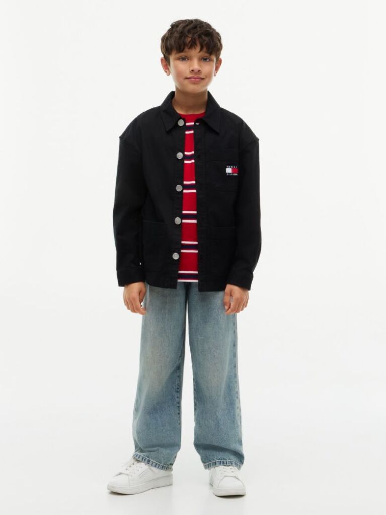 Negru Camasa Oversized Herringbone Twill  Baieti