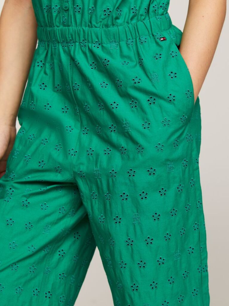 Verde Salopeta Cu Emblema TH Si Broderie Anglaise  Fete