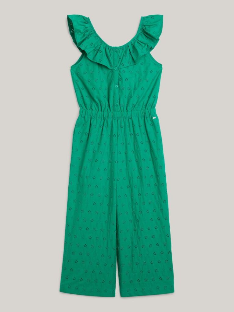 Verde Salopeta Cu Emblema TH Si Broderie Anglaise  Fete