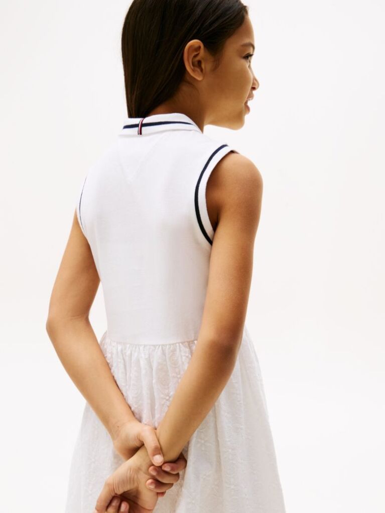 White Broderie Anglaise Polo Dress  Girls