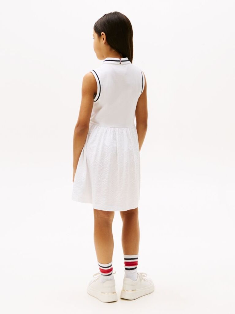 White Broderie Anglaise Polo Dress  Girls