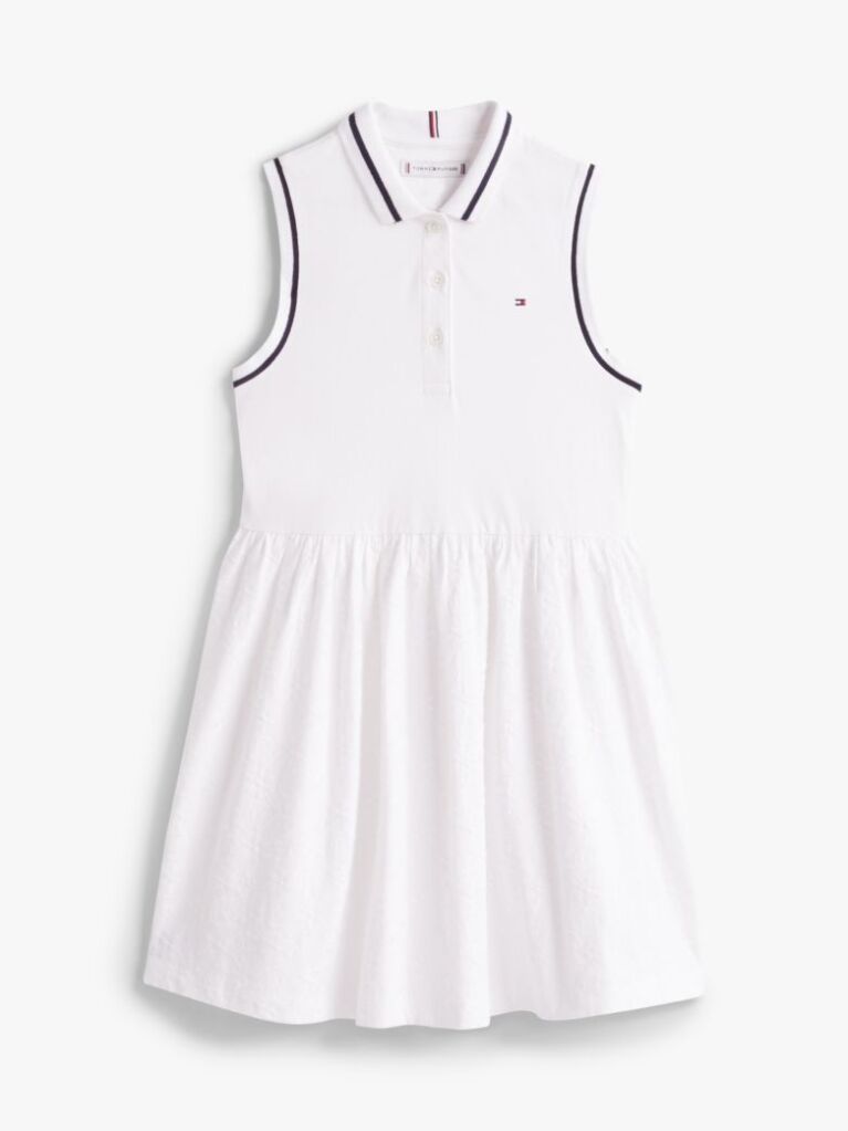 White Broderie Anglaise Polo Dress  Girls