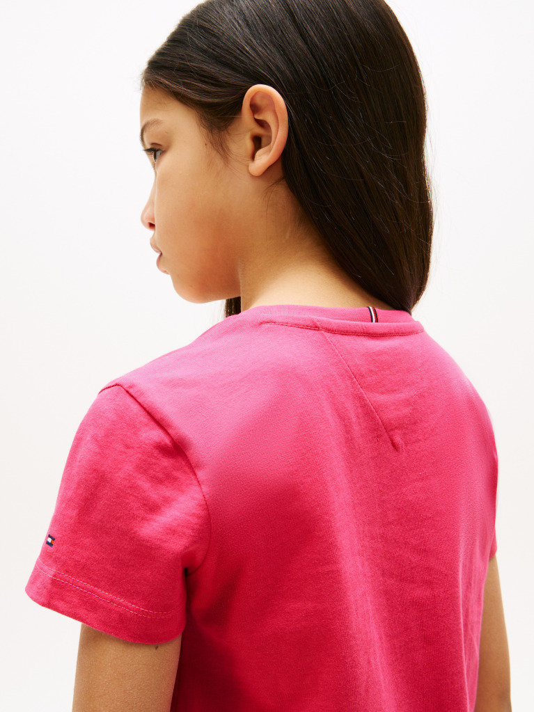 Roz Tricou Cu Maneca Scurta Si Flag Tonal   Fete