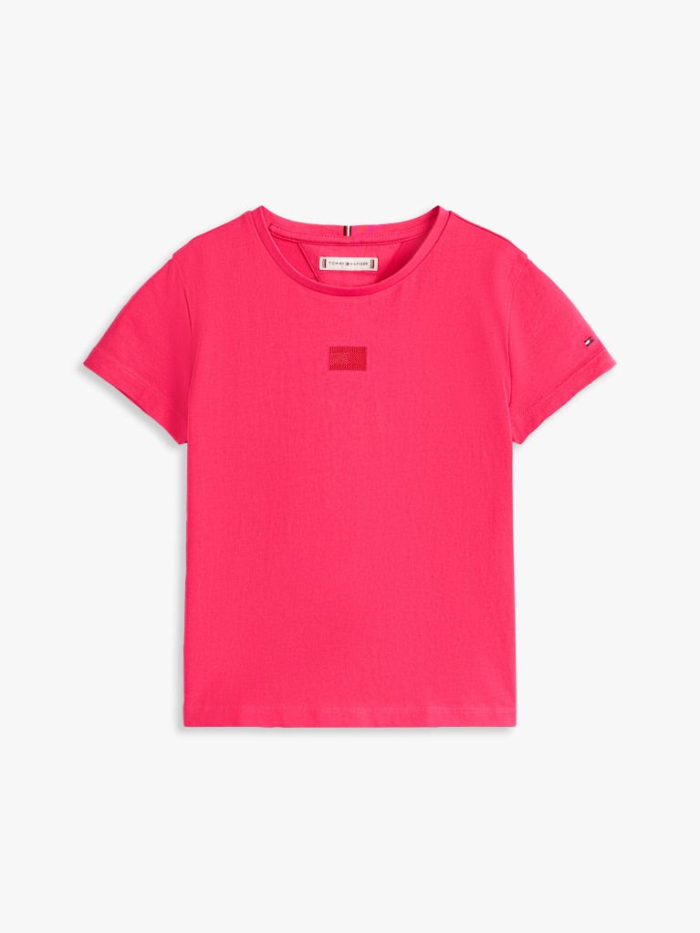Roz Tricou Cu Maneca Scurta Si Flag Tonal   Fete
