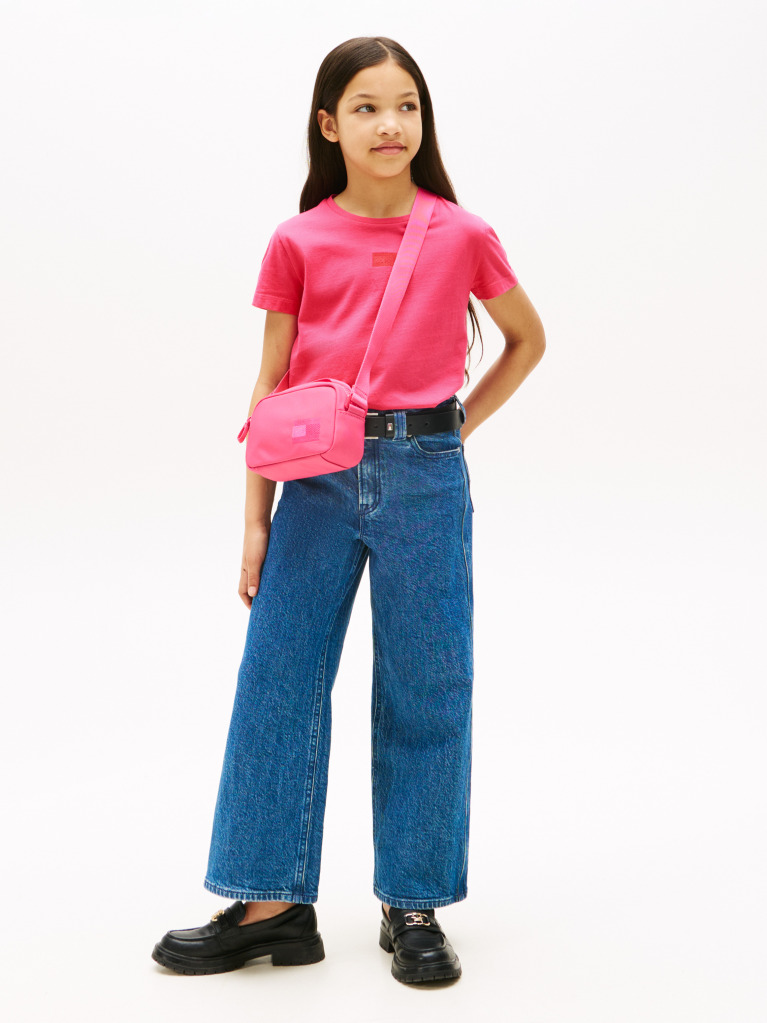 Roz Tricou Cu Maneca Scurta Si Flag Tonal   Fete
