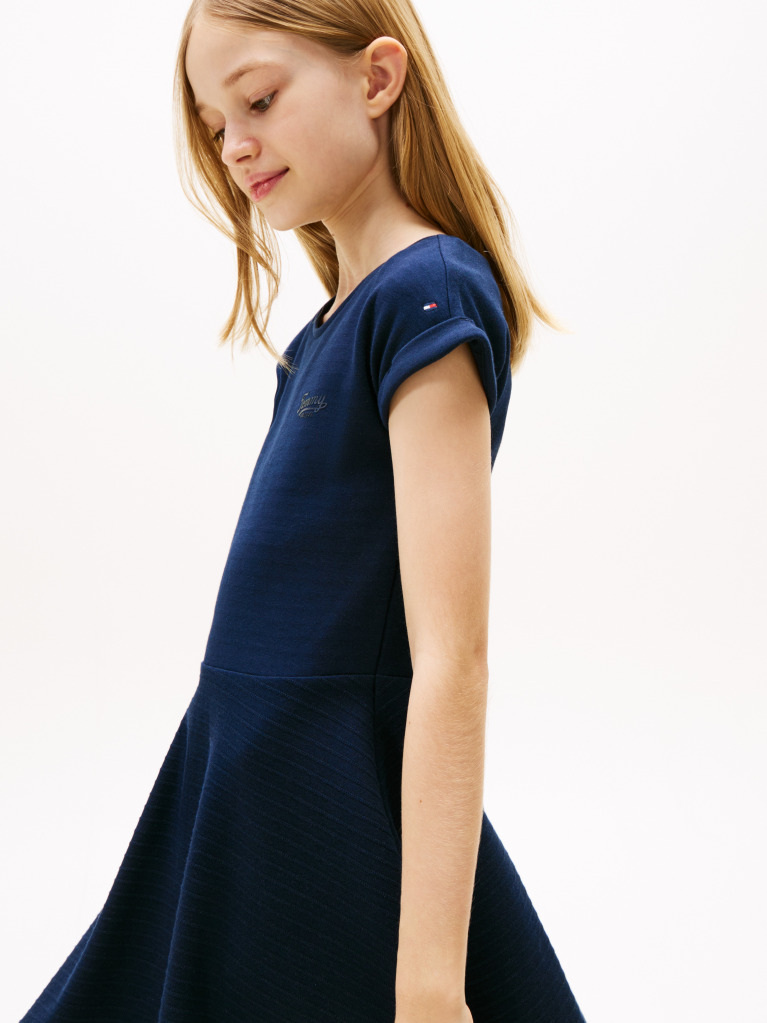 Blue Rochie Slim Fit Si Flare Interlock  Fete