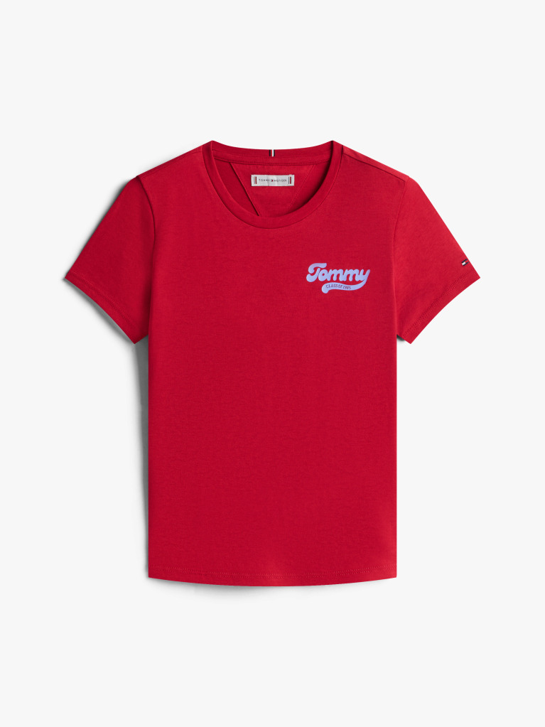 Rosu Tricou Slim Varsity Cu Logo  Fete