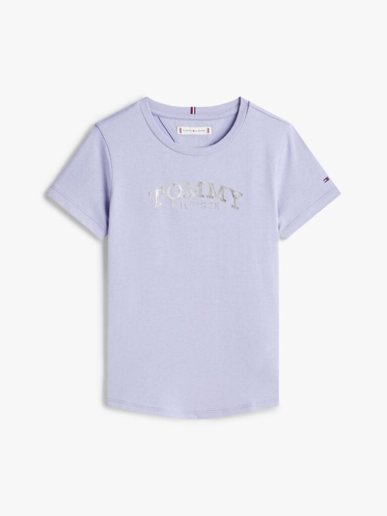 Mov Tricou Slim Cu Guler Rotund Si Logo Metalic  Fete