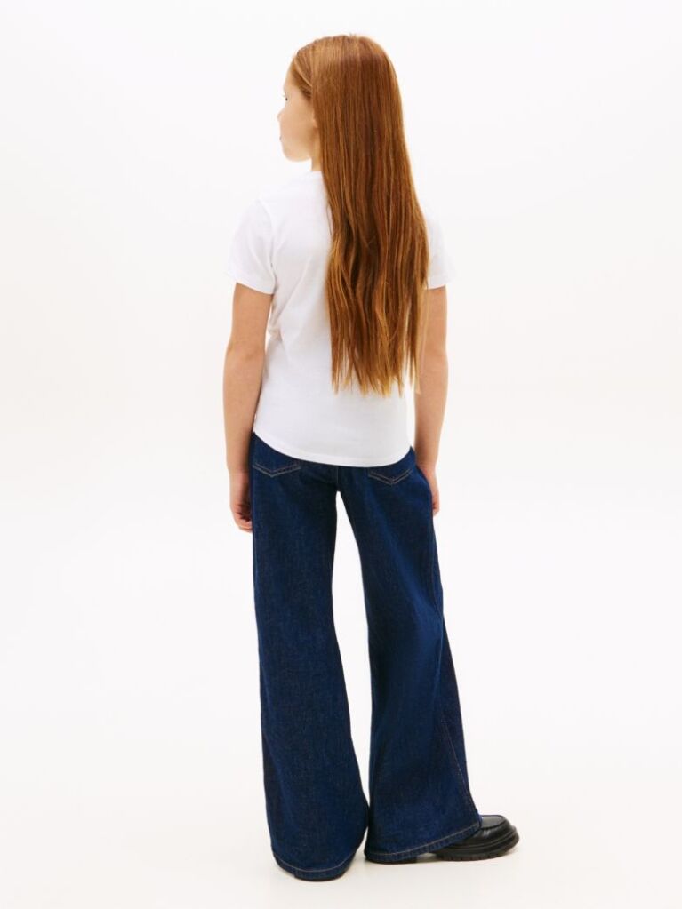 Alb Tricou Slim Cu Guler Rotund Si Logo Metalic  Fete