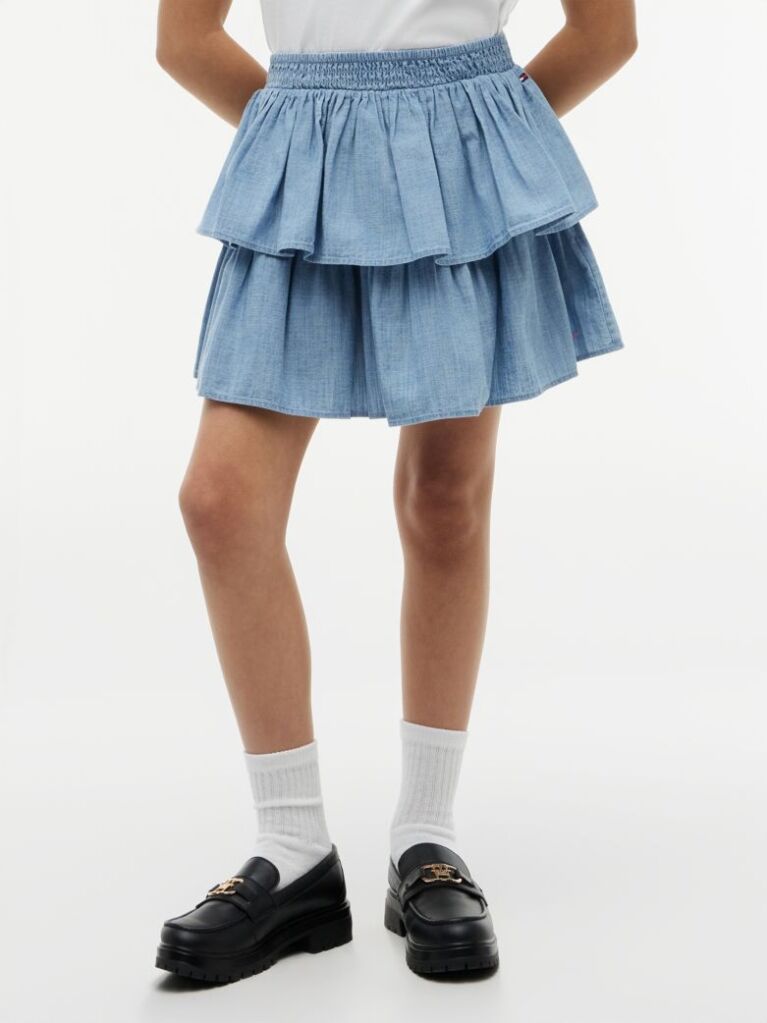 Denim Fusta Cu Volane Chambray  Fete