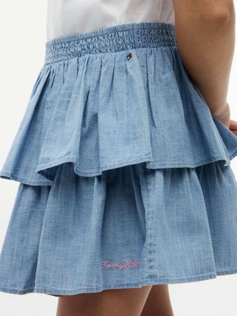 Denim Fusta Cu Volane Chambray  Fete