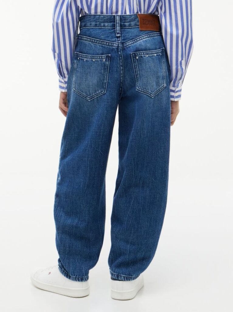 Blue Stud Barrel Leg Jeans  Girls