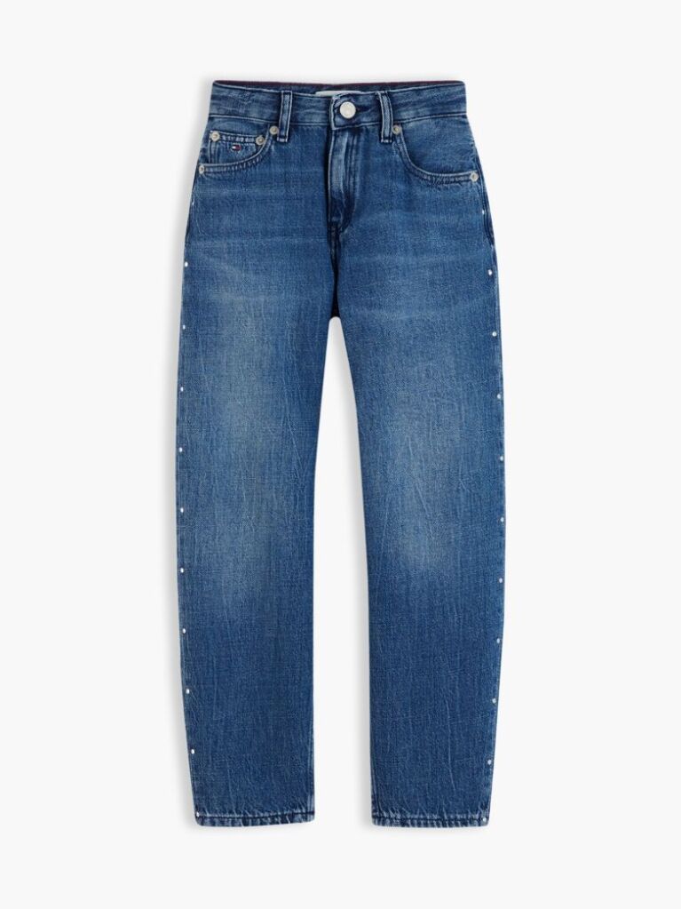 Blue Stud Barrel Leg Jeans  Girls