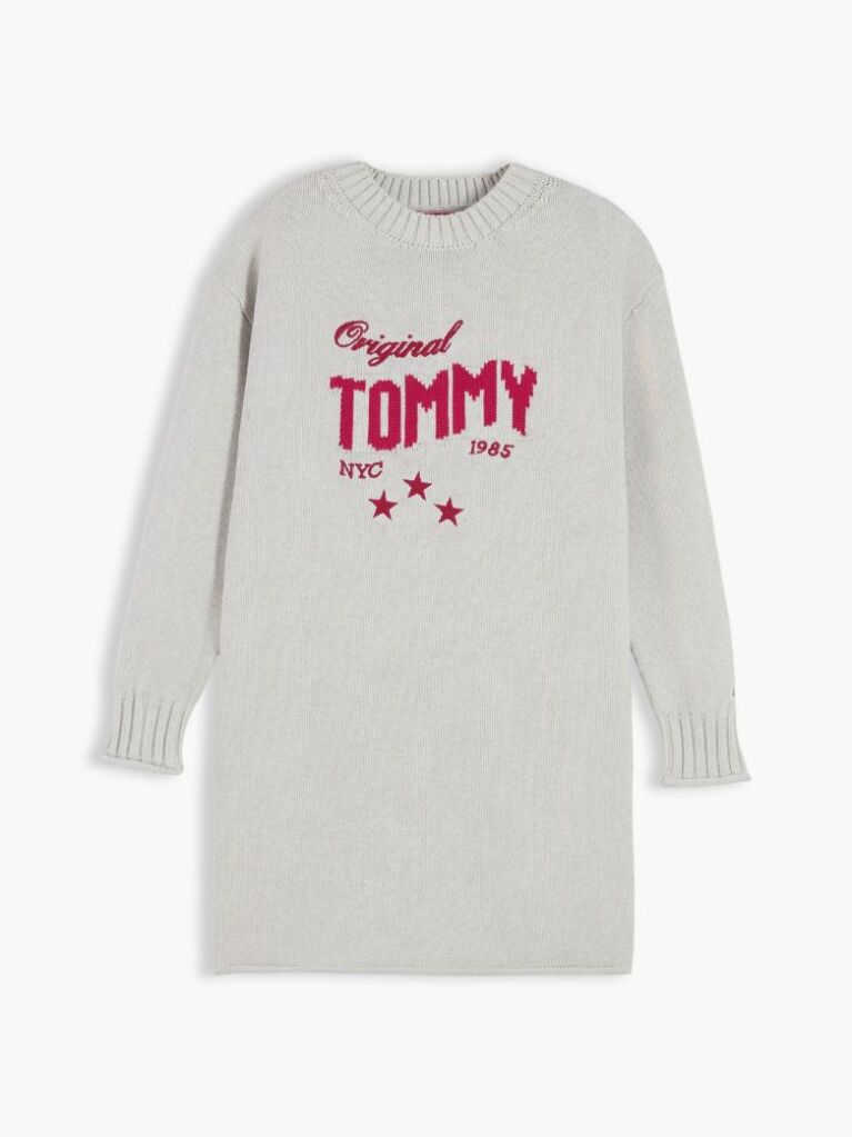 Gri Rochie Gen Pulover Cu Croiala Lejera Si Logo  Fete