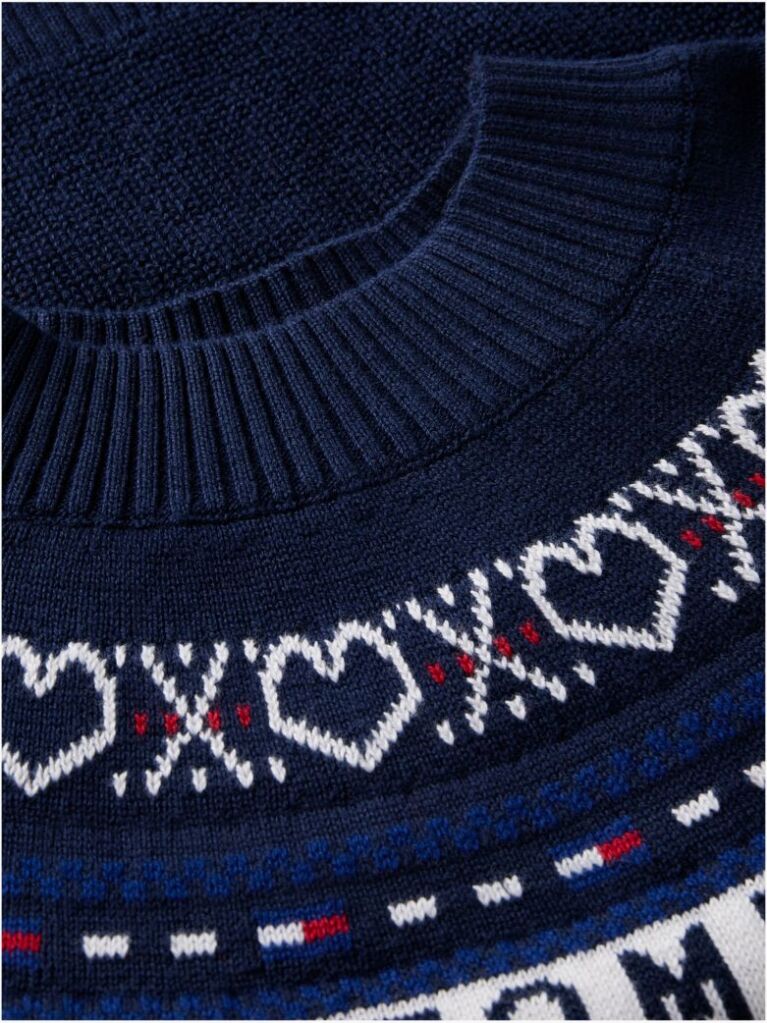 Blue Pulover Intarsia Fair Isle Cu Croiala Lejera  Fete