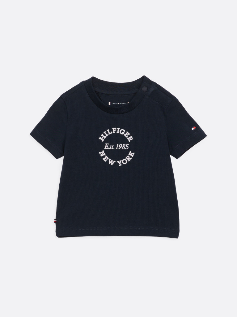Blue Tricou Cu Guler Rotund Si Logo  Nou nascuti