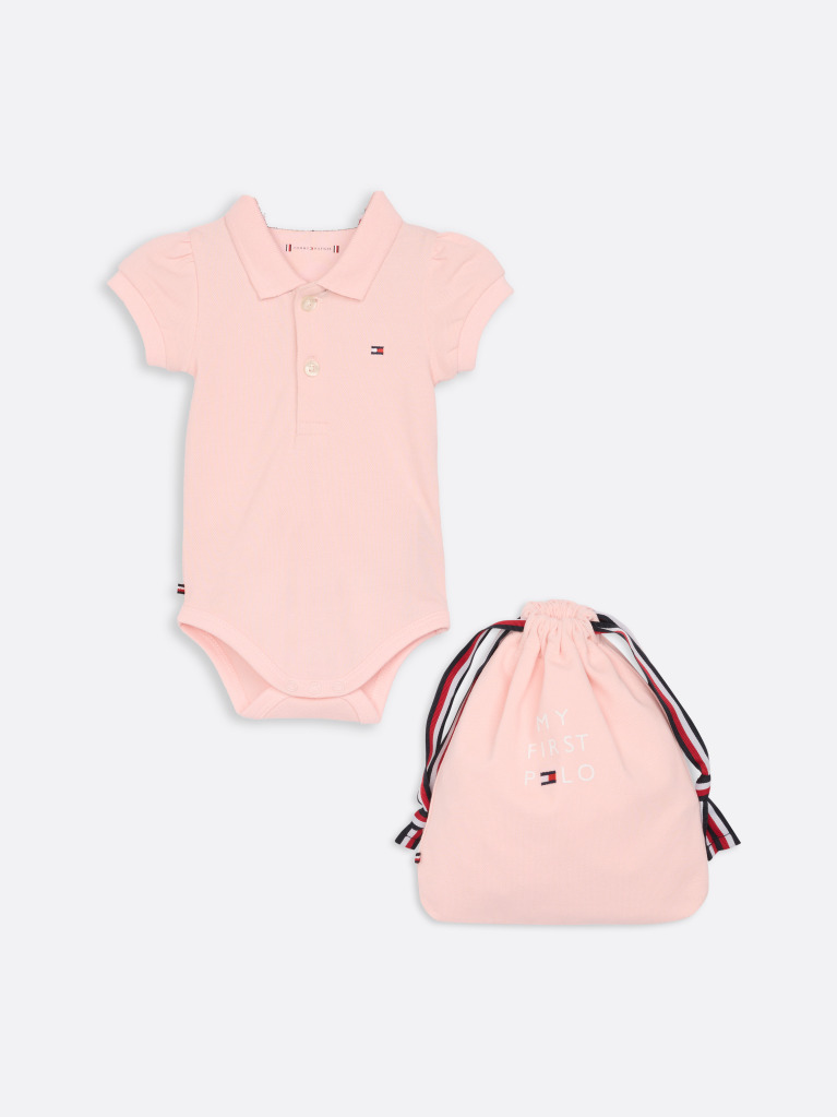 Pink Polo Bodysuit Gift Set  Newborn