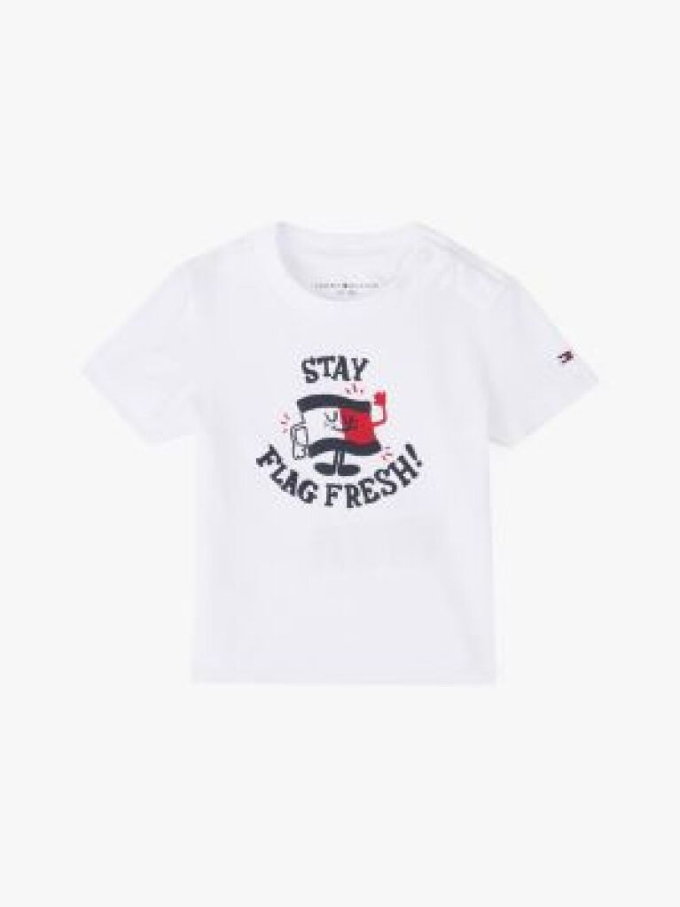 Alb Tricou Cu Guler Rotund Si Imprimeu Grafic  Nou nascuti