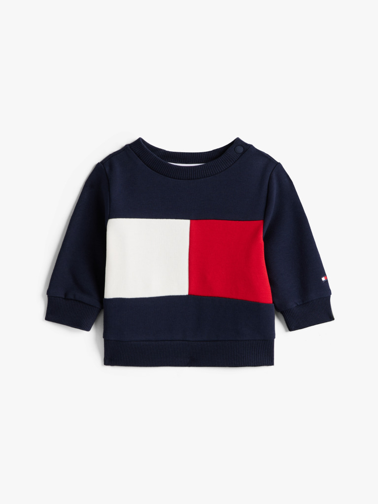 Blue Hanorac Relaxat Cu Emblema Steag Hilfiger Si Blocuri De Culoare  Nou nascuti