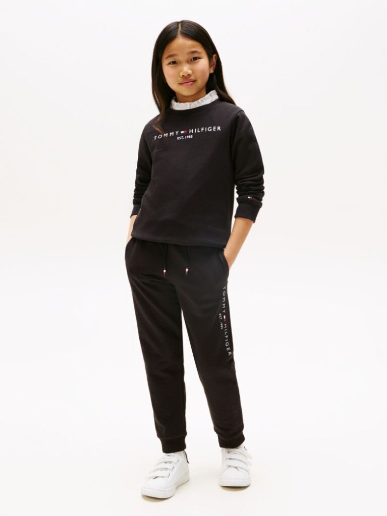 Black Essential Organic Cotton Logo Joggers  Kids Unisex