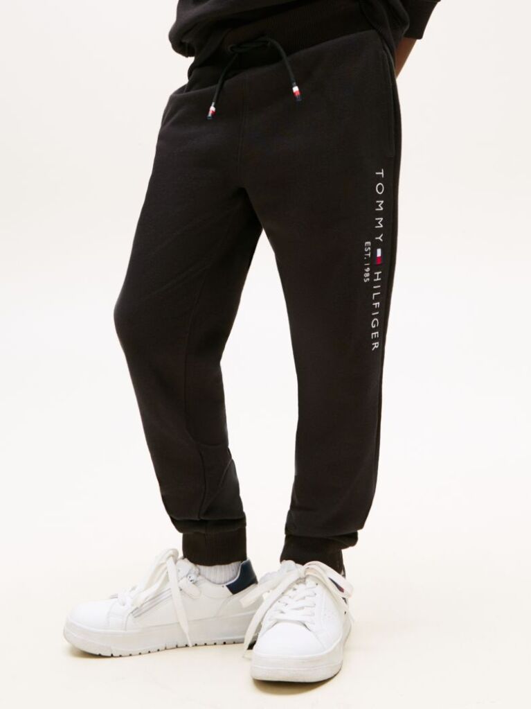 Black Essential Organic Cotton Logo Joggers  Kids Unisex
