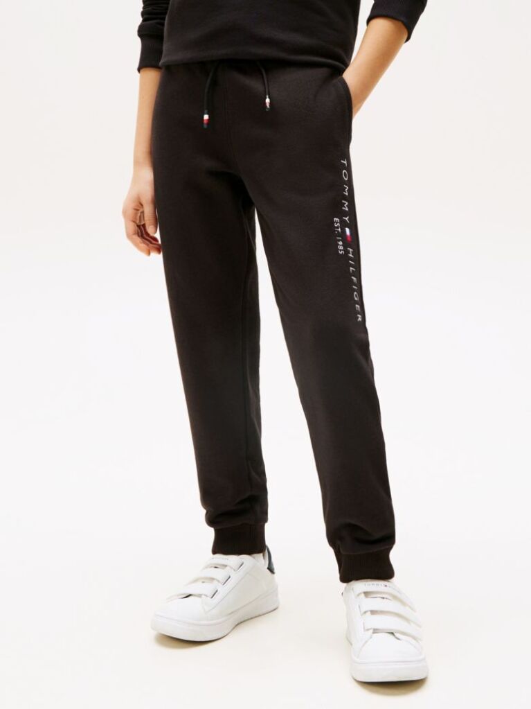 Black Essential Organic Cotton Logo Joggers  Kids Unisex