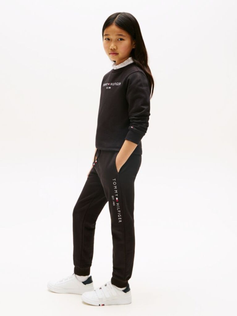 Black Essential Organic Cotton Logo Joggers  Kids Unisex