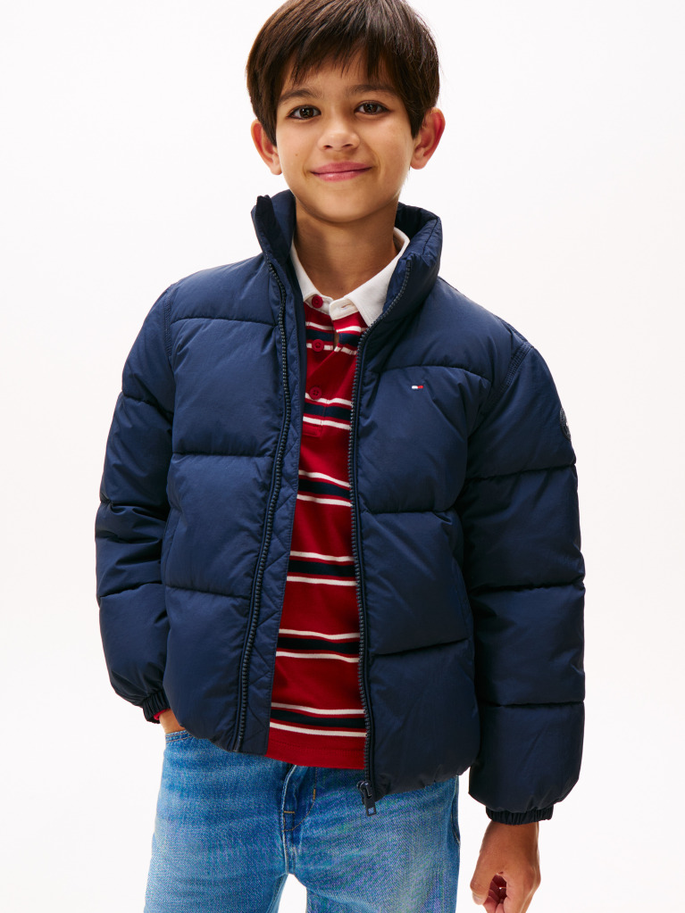 Blue Back Flag Logo Puffer Jacket  Kids Unisex