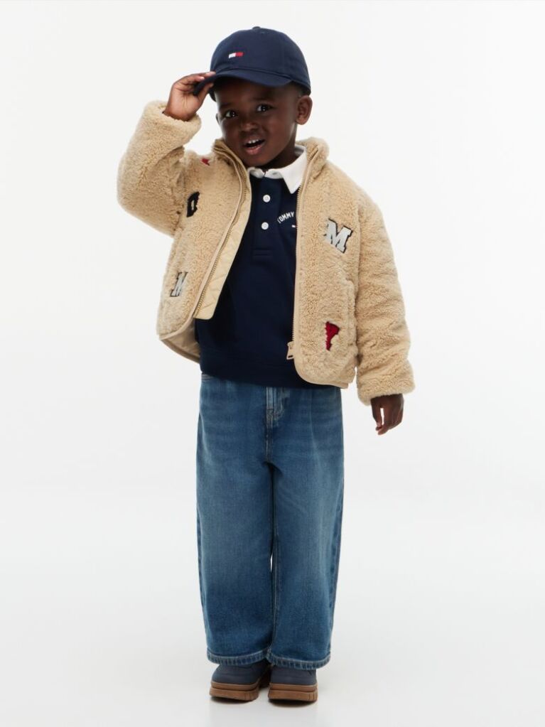 Bej Geaca Varsity Din Terry Cu Logo  Copii unisex